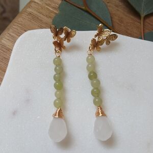 Elegant Gold and Green Dangle Earrings